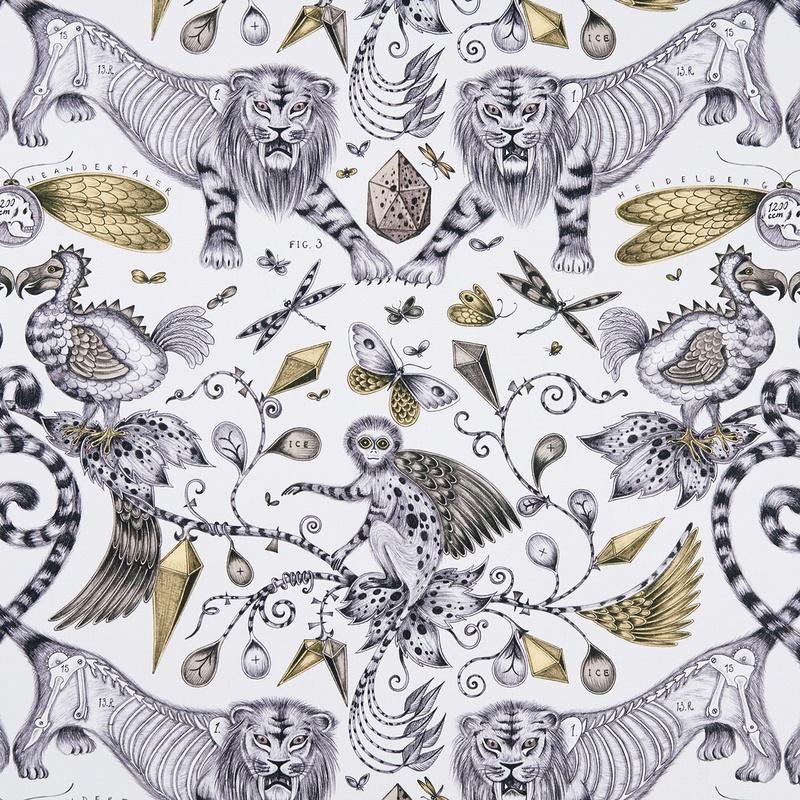 Clarke & Clarke Emma Shipley Extinct Fabric Gold