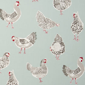 Rooster Curtain Fabric Duckegg