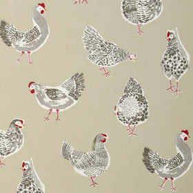 Rooster Curtain Fabric Sage