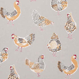 Rooster Curtain Fabric Taupe