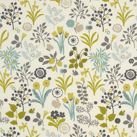 Clarke & Clarke Frida Fabric Charteuse/Charcoal