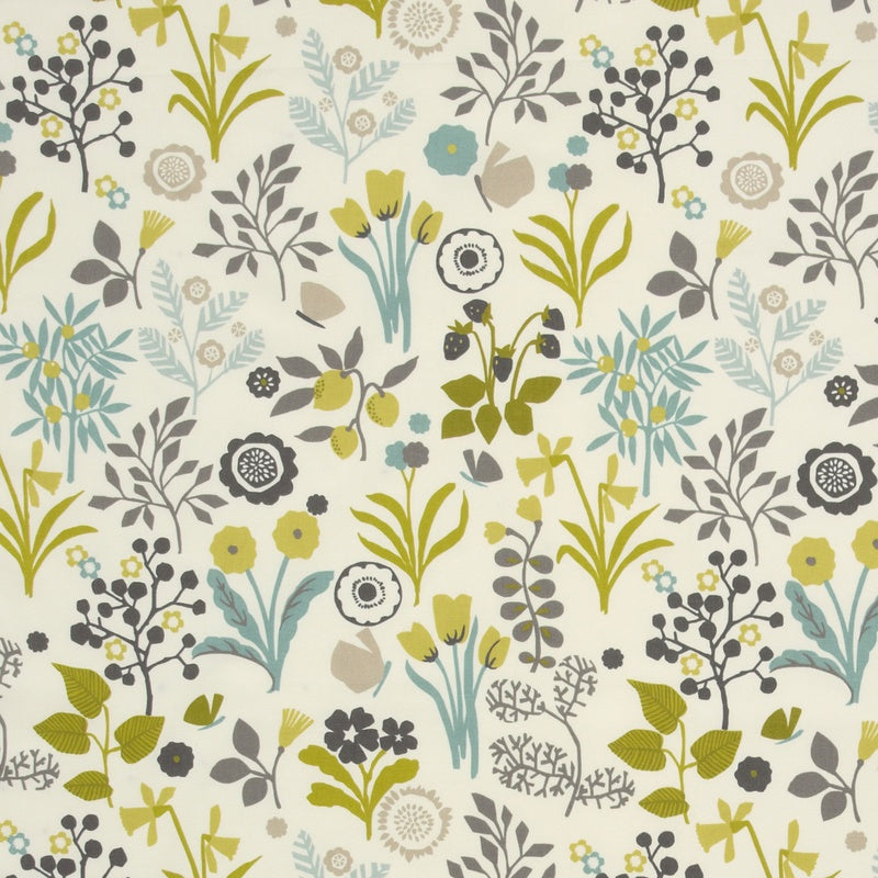 Clarke & Clarke Frida Fabric Charteuse/Charcoal