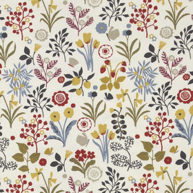 Clarke & Clarke Frida Fabric Indigo/Cranberry