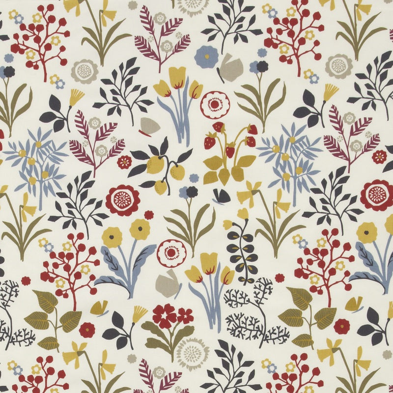 Clarke & Clarke Frida Fabric Indigo/Cranberry