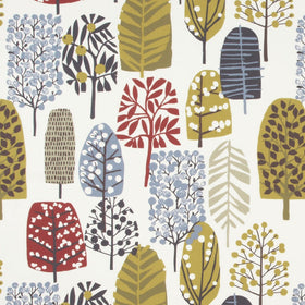 Clarke & Clarke Trad Fabric Indigo / Cranberry