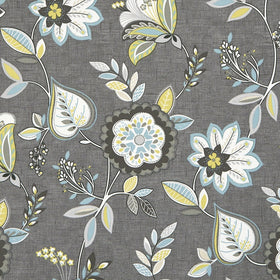 Clarke & Clarke Octavia Fabric Charcoal / Chartreuse