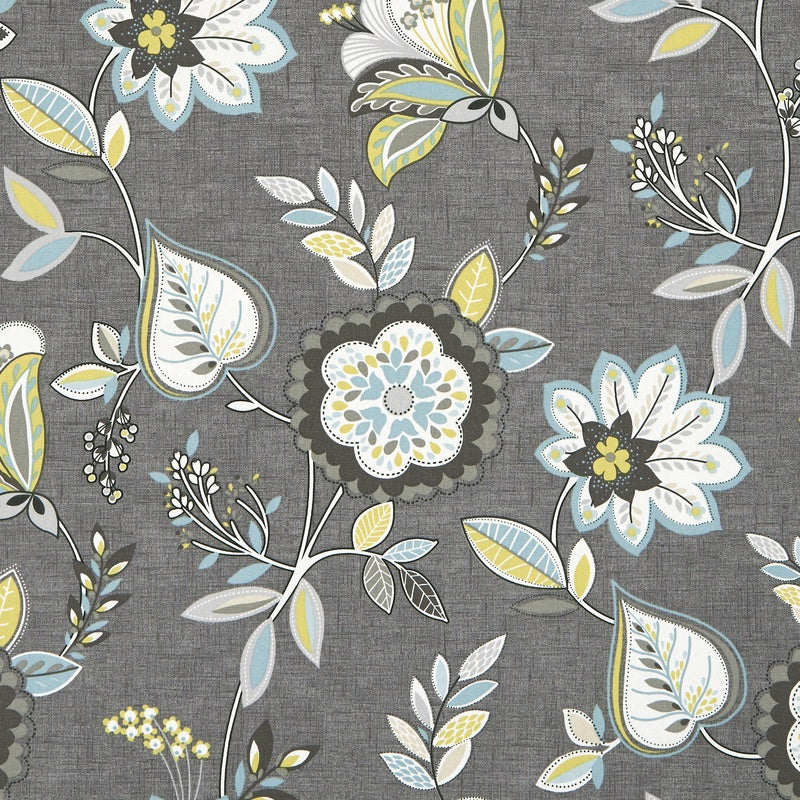 Clarke & Clarke Octavia Fabric Charcoal / Chartreuse
