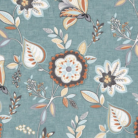 Octavia Curtain Fabric Teal / Spice