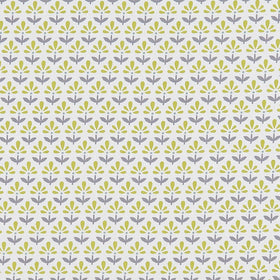 Clarke & Clarke Fleur Fabric Chartreuse Charcoal