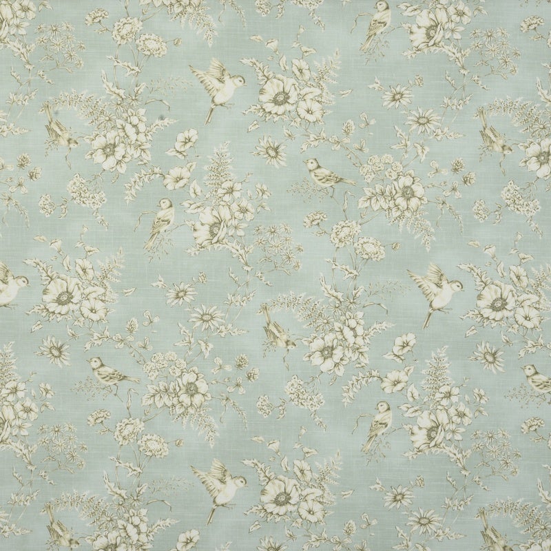 Finch Toile Curtain Fabric Eau De Nil