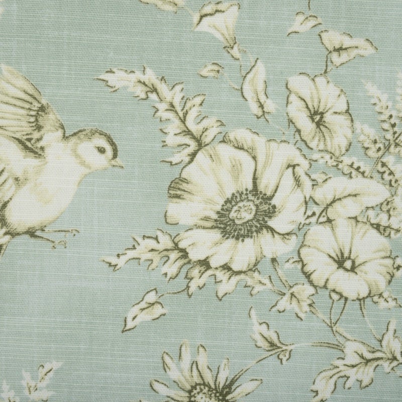 Finch Toile Curtain Fabric Eau De Nil