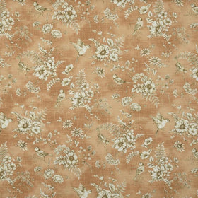 Finch Toile Curtain Fabric Coral
