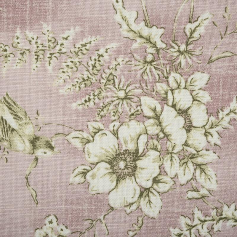 Finch Toile Curtain Fabric Rose
