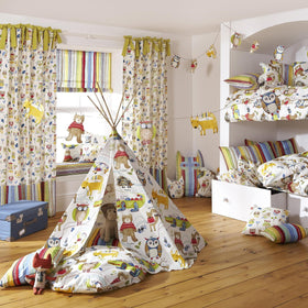 Ollie Owl Curtain Fabric Paintbox