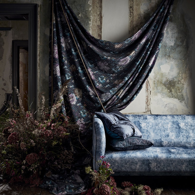 Camile Curtain Fabric Blush and Charcoal