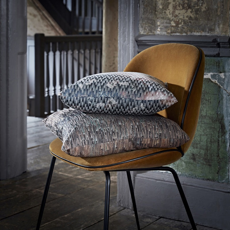 Camile Curtain Fabric Blush and Charcoal