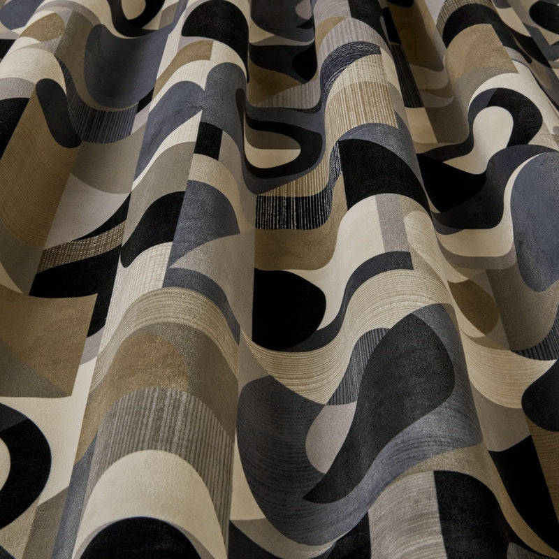 iLiv Geometrica Digitally Printed Velvet Fabric Mineral