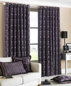 Hanover Ready Made Eyelet Curtains Damson