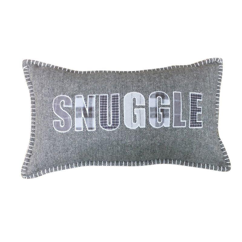 Herringbone Snuggle Filled Boudoir Cushion Silver