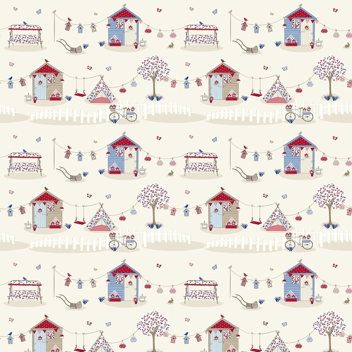 Summer Holidays Curtain Fabric Roll End 1.5m Blue