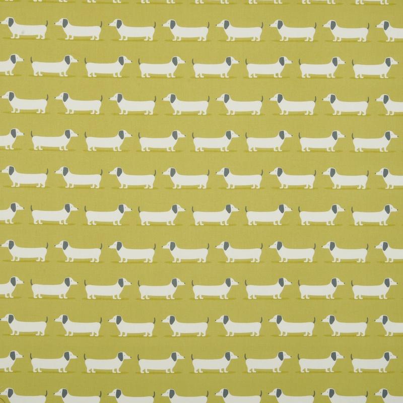 Hound Dog Curtain Fabric Roll End 2 Ochre
