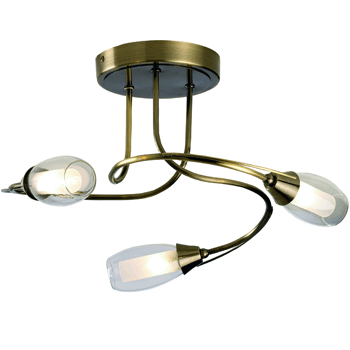 Iris 3-Arm Ceiling Light Antique Brass