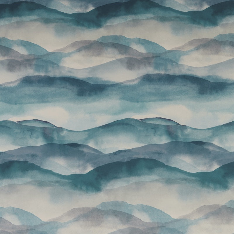 iLiv Landscape Digitally Printed Velvet Fabric Cobalt