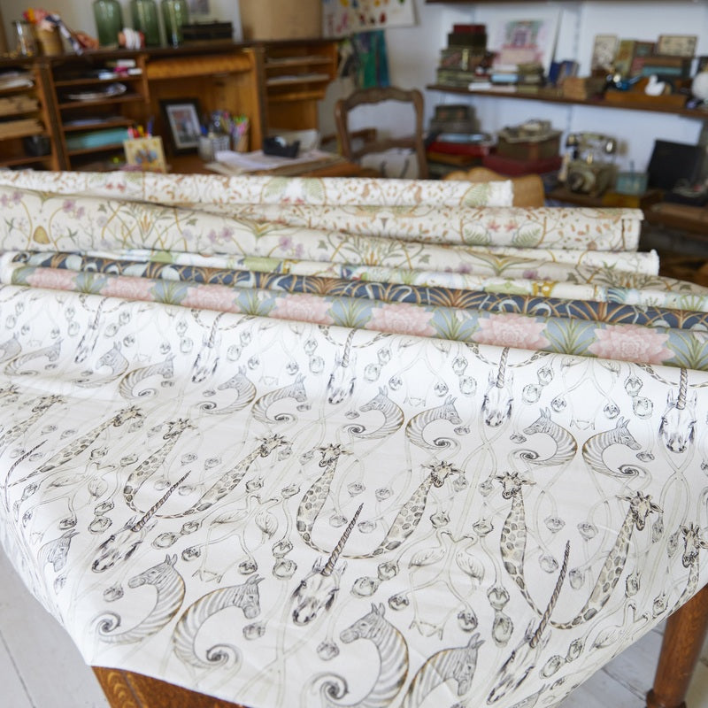 The Chateau by Angel Strawbridge Le Chateau Des Animaux Curtain Fabric Natural
