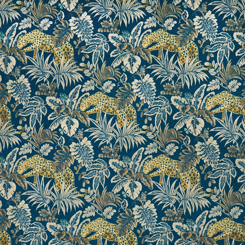 Prestigious Textiles Leopard Velvet Fabric Indigo