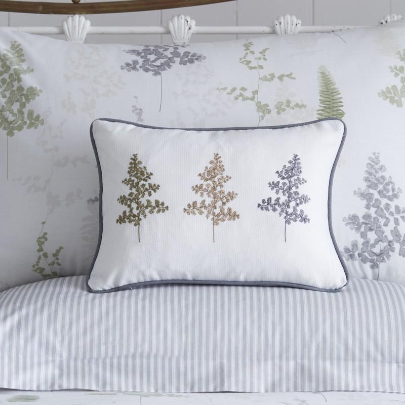 Linden Fern Embroidered Filled Boudoir Cushion Green