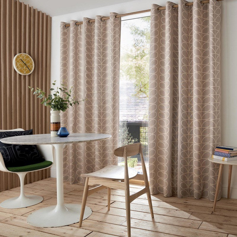 Orla Kiely - Linear Stem Ready Made Eyelet Curtains Latte
