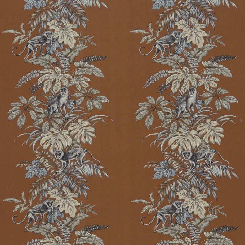 Monkeying Around Curtain Fabric Henna