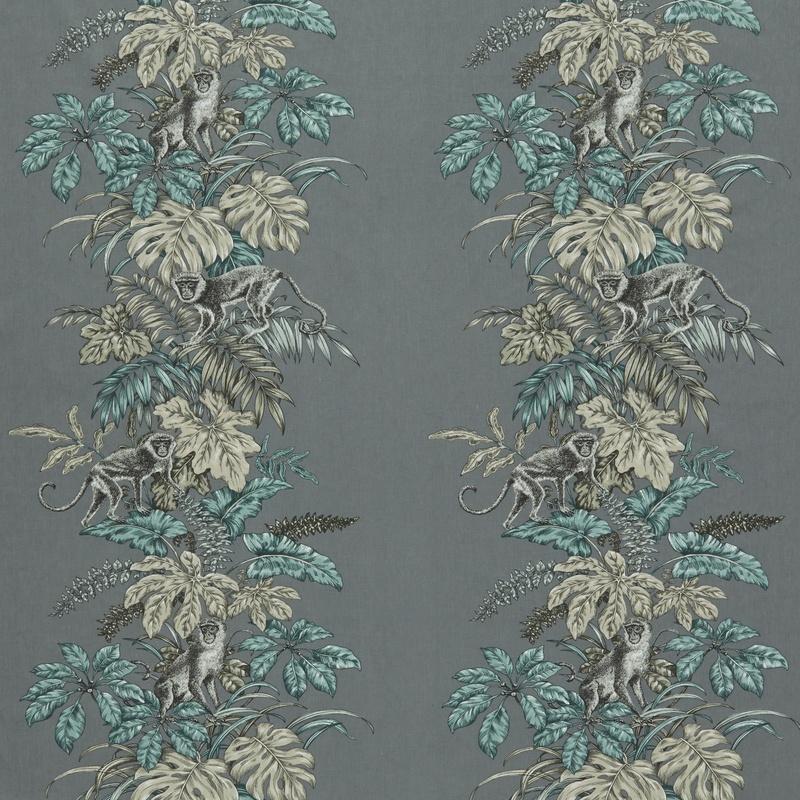 Monkeying Around Curtain Fabric Mineral