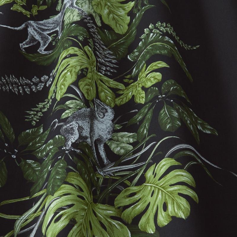 Monkeying Around Curtain Fabric Zinc