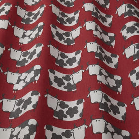 Moo Moo Curtain Fabric Scarlet