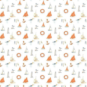 Nautical Curtain Fabric Burnt Orange