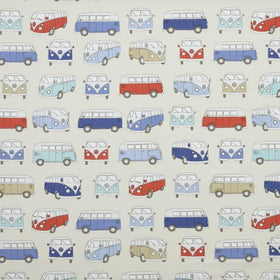 VW Campervan Curtain Fabric Blue