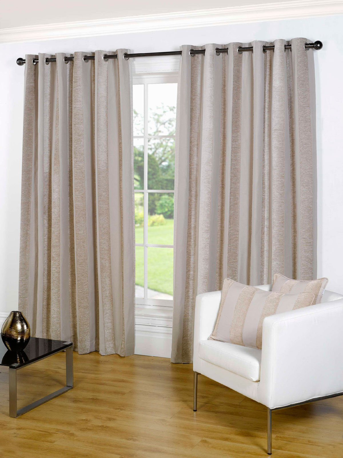 Notting Hill Ready Made Lined Eyelet Curtains Stone