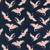 Paloma Home Oriental Birds Curtain Fabric Navy