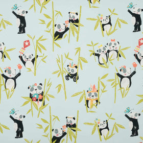 Panda Curtain Fabric Aqua