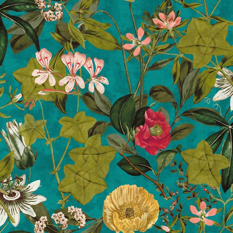 Clarke & Clarke Passiflora Fabric Kingfisher