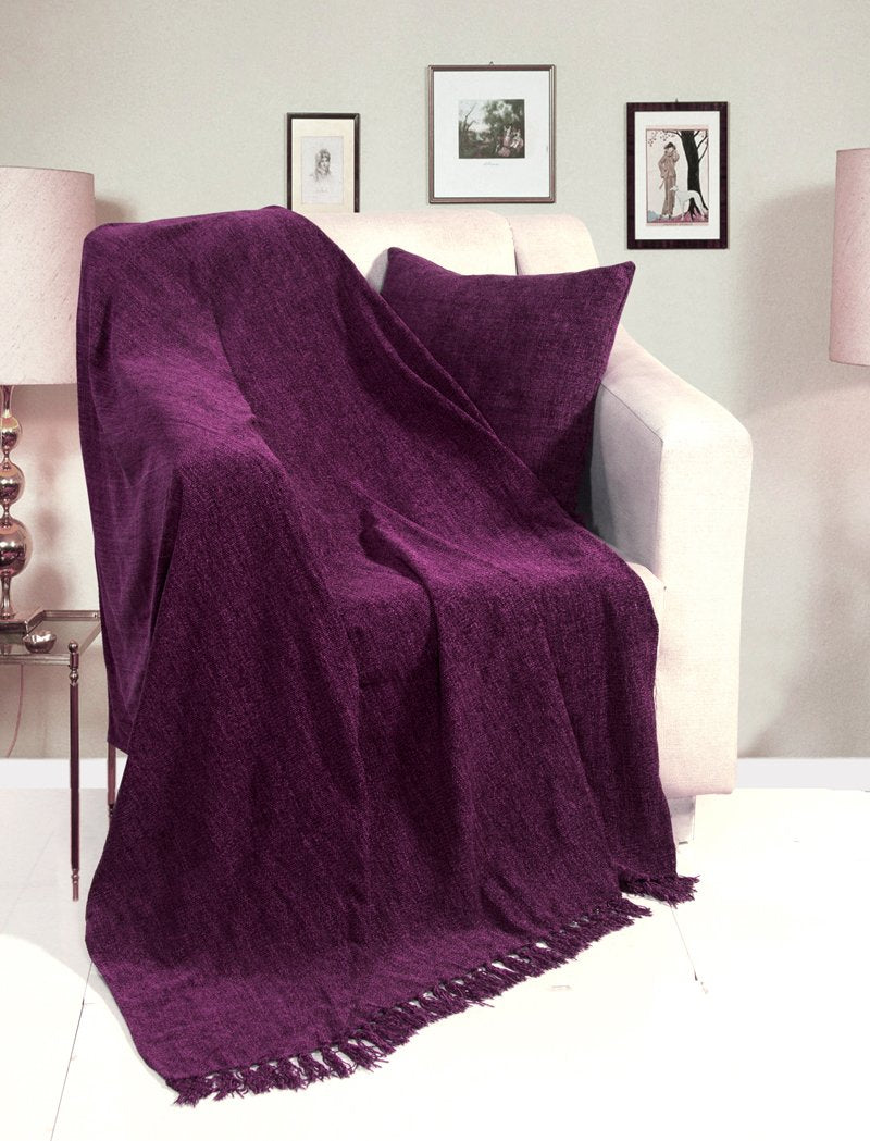 Chenille Throw Plum