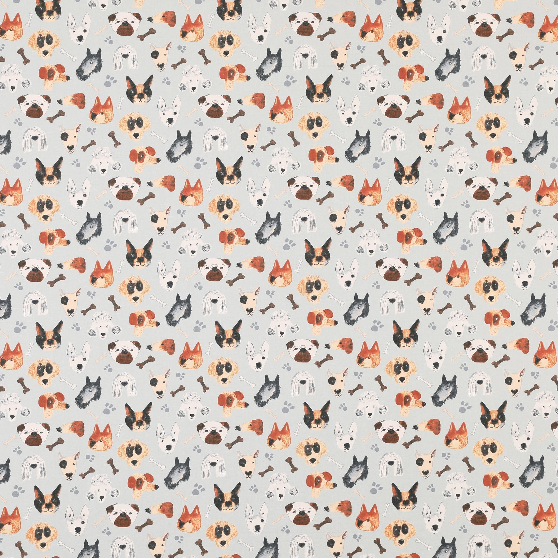 Portrait Pups Fabric Seafoam