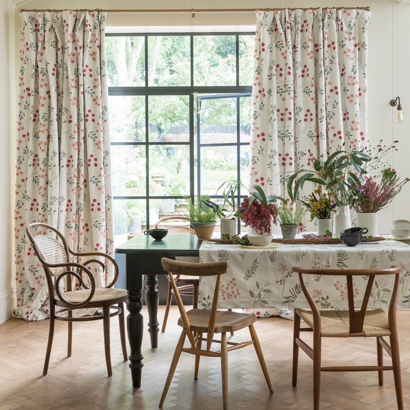 Rochelle Curtain Fabric Blush Raspberry