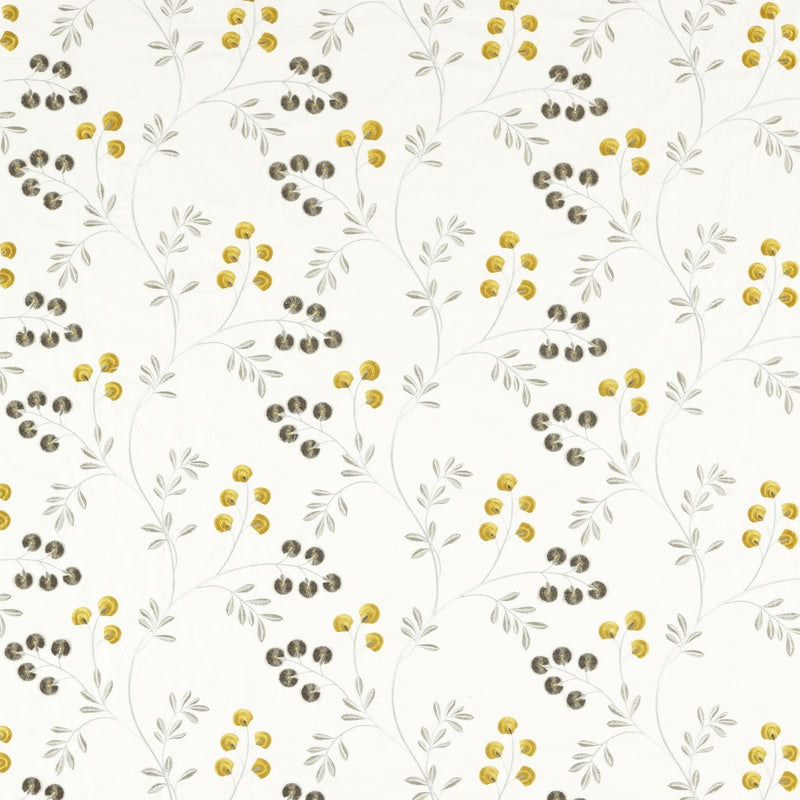Rochelle Curtain Fabric Pewter Chartreuse