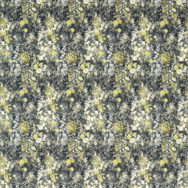 Rosedene Curtain Fabric Charocal Chartreuse