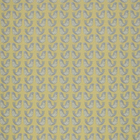 Scandi Bird Curtain Fabric Roll End 2m Mustard