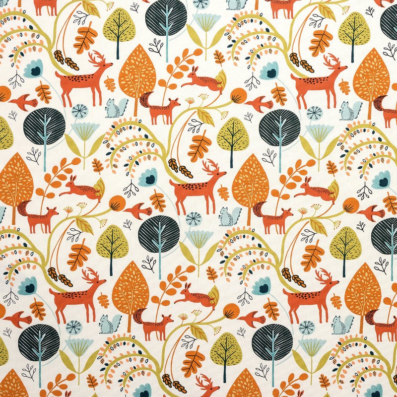 Scandi Woodland Fabric Burnt Orange BurntOrange