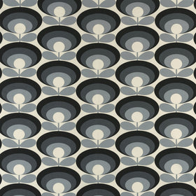 Orla Kiely - Seventies Flower Oval Fabric Cool Grey