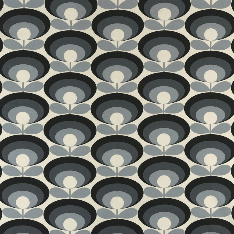 Orla Kiely - Seventies Flower Oval Fabric Cool Grey